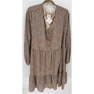 Hayden Los Angeles Leopard Print Tiered Long-Sleeve Midi Dress